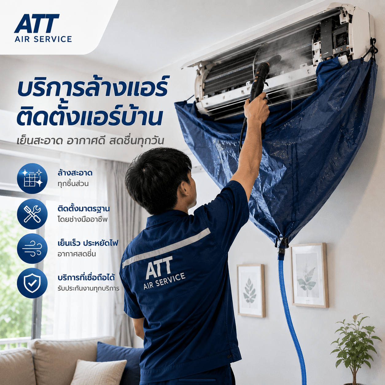 บริการล้างแอร์บ้าน ติดตั้งแอร์บ้าน